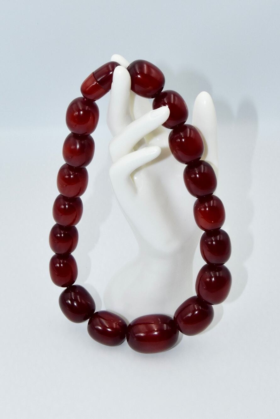 200g Bakelite Faturan Cherry Amber Rarity Sai Baba Beads Necklace